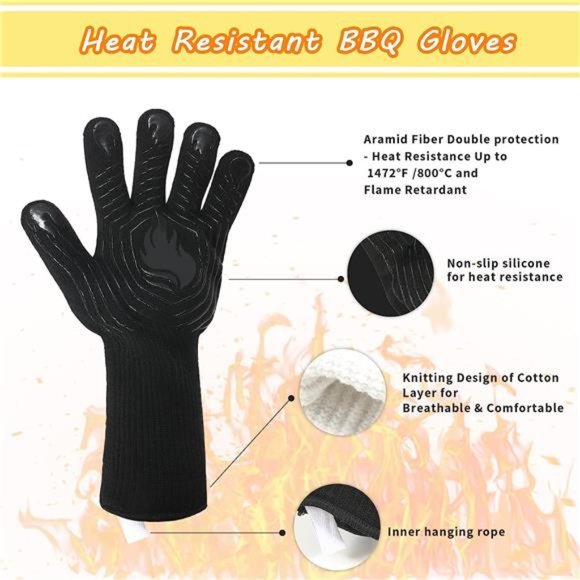 Heat Resistant Gloves/Mitts - 1472°F Silicone Non-Slip...